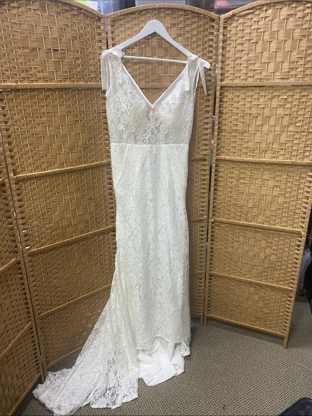 WhiteLace wedding  Dress with Tie-Strap Shoulders